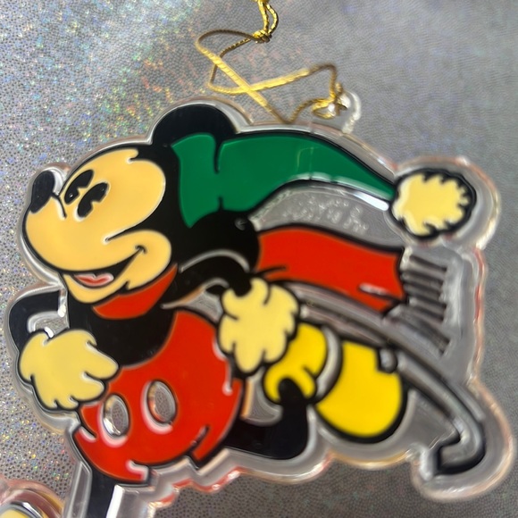 Disney ornament Mickey Mouse skiing vintage clear red green yellow black Xmas. - Picture 2 of 6